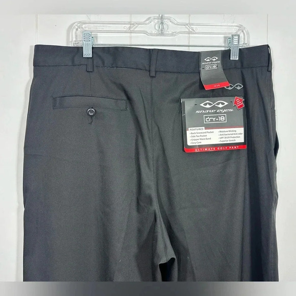 SNAKE EYES DRY 18 ULTIMATE GOLF Pants Black Flat Front 36x32 - Picture 4 of 8